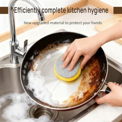 Double Sided Dish Sponges, Extra Thick 2.5cm, 10 Pack | Non Scratch, Heavy Duty Scouring Pads, Handle Hole, For Dish Washing, Sink & Stove Cleaning