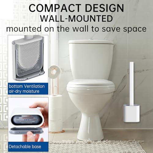 RV Toilet Bowl Brush by, Silicone Bristles, Wall-Mounted, Anti-Roll & Anti-Drip Design | Safe for RV Toilets, Travel Trailers, Campers | Durable & Easy to Clean | Made by RVers for RVers - color: White-1