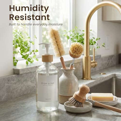 MaisoNovo Glass Hand Soap Dispenser | Dish Soap Dispenser for Kitchen | 16.9oz Clear Bottles with White Bamboo Pump | Bathroom Lotion Dispenser - color: Single Clear Bottle/ White Bamboo Pump