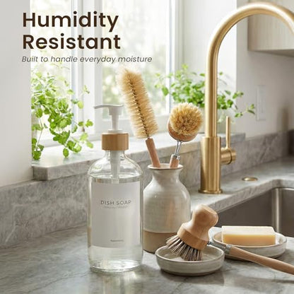 MaisoNovo Glass Hand Soap Dispenser | Dish Soap Dispenser for Kitchen | 16.9oz Clear Bottles with White Bamboo Pump | Bathroom Lotion Dispenser - color: Single Clear Bottle/ White Bamboo Pump