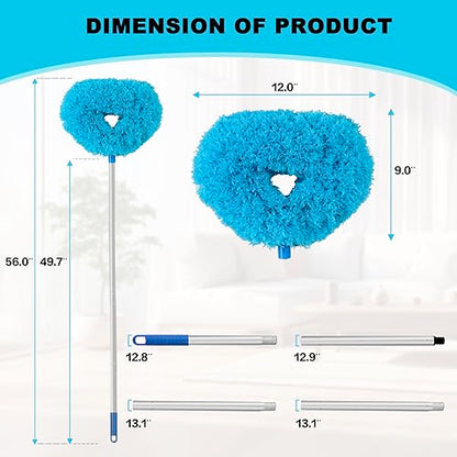 Ceiling Fan Cleaner Duster Reusable Microfiber Ceiling Fan Blade Cleaner Removable Duster with Extension Pole Adjusts 13 to 49.7 Inch for Cleaning Walls Bookshelves Furniture Door Window Top (Blue) - color: Blue
