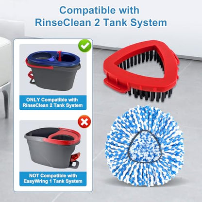 Mop Replacement Heads for O Cedar RinseClean 2 Tank System,2 Microfiber Mop Head Refills,1 Scrubber mophead and 1 Mops Base Combo Set for O-Cedar 2 Tank,MOp Replace Heads for Wet/Dry Floor Cleaning - size: for Ocedar 2 Tank