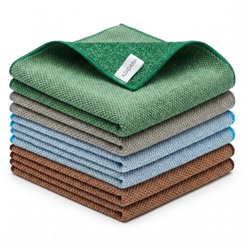 2-in-1 Scrub & Wipe Microfiber Cleaning Cloths – Non-Scratch Scrubbing Side + Soft Absorbent Side – Reusable Dual-Sided Cleaning Towels (6 Pack) - size: 6 Pack