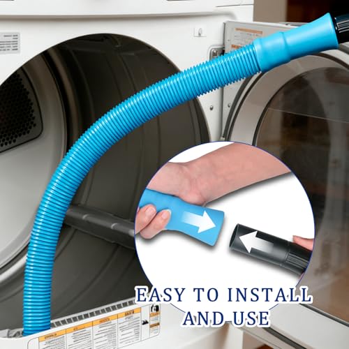 Dryer Vent Cleaner Kit with Dryer Vacuum Hose Attachment, 4-in-1 Multi-Lint Remover Brush, Suitable for Most Vacuum Cleaners for Efficient, Safe, and Thorough Dryer Lint Cleaner Tools (Blue)