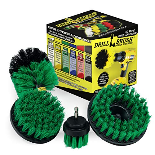 Drillbrush 4 Piece Bundle - Add a 5-inch Flat hex Shaft Brush to Our 3 Piece Drill Brush Kitchen Scrubbing Kit