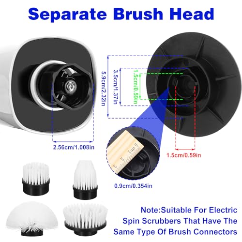 Electric Spin Scrubber Replacement Brush Heads, 8 Pack Cordless Spin Scrubber Brush Replaceable Heads with Base and Storage Bag, Rotatable Cleaning Brushes for Household Bathroom Floor Tile Car