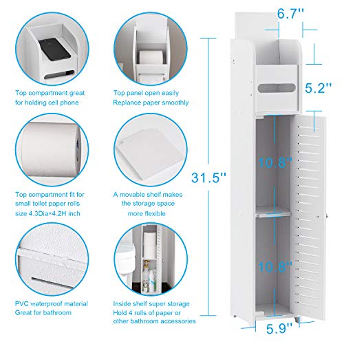 AOJEZOR Toilet Paper Holder Stand: Small Bathroom Storage Cabinet for Small Spaces,White - color: White
