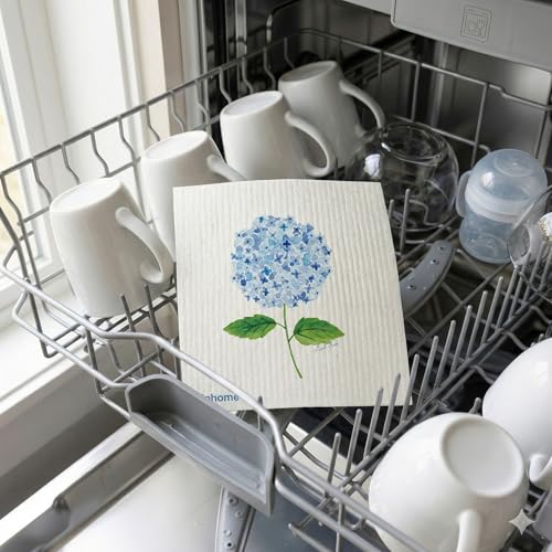 Garden Collection Hydrangea Swedish Dishcloth, Reusable Paper Towel, Super Absorbent Cellulose Sponge, Kitchen Cleaning Cloth, Washable & Compostable (Hydrangea Harmony - 1 Pack)