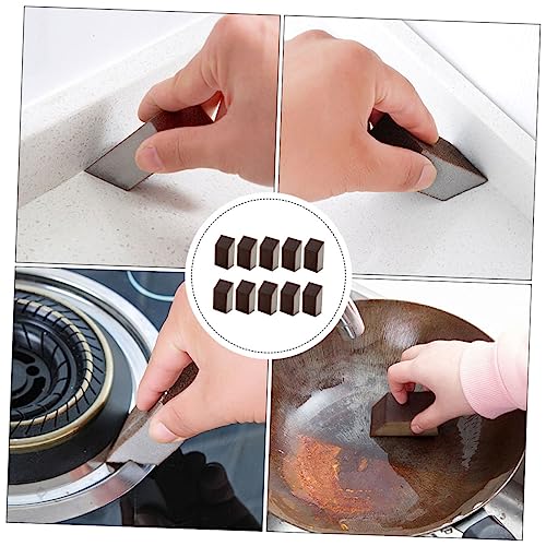 10pcs Emery Sponge Wet Dry Sandpaper Kitchen Tool Carborundum Sponge Buffing Diamond Polishing Pads Pan Washing Pot s Kitchen Brush Brown