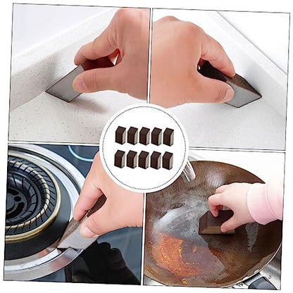 10pcs Emery Sponge Wet Dry Sandpaper Kitchen Tool Carborundum Sponge Buffing Diamond Polishing Pads Pan Washing Pot s Kitchen Brush Brown