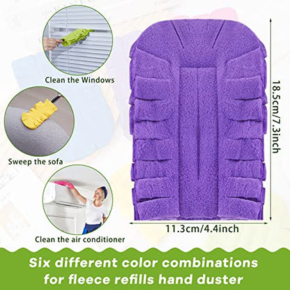 Zubebe 12 Pcs Duster Refill Reusable Fleece Duster Refills Feather Flat Dusters Multi Surface Washable Cleaning Pads Tools for Home, Blinds, Car, Pet, Furniture, Fans (Dark Color) - color: Dark Color
