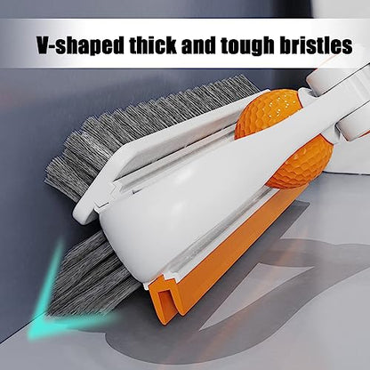 2 in 1 Cleaning Brush with V-Shape Stiff Bristle Long Handle Scalable Floor Scrubbers for Tub Tile Cleaning Supplies Scrub Brush for Bathroom Toilet Kitchen Apartment Essentials forfor Women Men