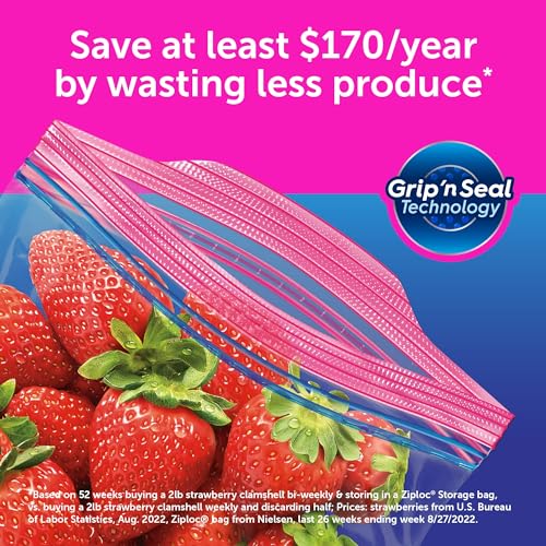 Ziploc Quart Food Storage Bags, Stay Open Design with Stand-Up Bottom, Easy to Fill, 80 Count (Pack of 9) - size: 80 Count (Pack of 9)