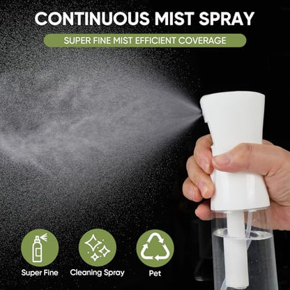 Continuous Spray Bottles, Ultra Fine Mist Sprayer, Spray Bottle For Hairstyling, Cleaning, Plants, Pets, Barbers, Salons (White) - color: White