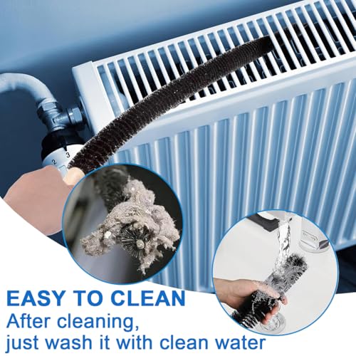 Dryer Vent Cleaner Brush, Flexible Vacuum Dryer Lint Refrigerator Coil Cleaning Brush Lint Trap Cleaning Removal Tool for Trap and Duct, Wood Handle