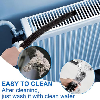 Dryer Vent Cleaner Brush, Flexible Vacuum Dryer Lint Refrigerator Coil Cleaning Brush Lint Trap Cleaning Removal Tool for Trap and Duct, Wood Handle
