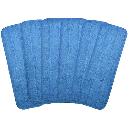Microfiber Replacement Mop Pad, 18" x 6" Wet & Dry Home & Commercial Cleaning Refills, Reusable Floor Mop Pads (6 Pack) Blue - color: Blue