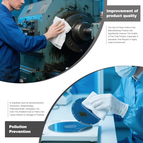 Cleanroom Wipers 9"x9"(50 Pcs, 100% Polyester, Class 100, 120GSM) Double Knit 100% Lint Free Cloths with Ultra-fine Filaments, Laser Sealed Edge Ultra-Soft Wipers - size: 9"x9" (Pack of 50)