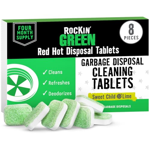 Rockin' Green Deep Cleaning and Deodorizing Tablets for Dishwashers, Washing Machines, and Garbage Disposals, Removes Odor and Residue (Garbage Disposal Cleaning Tablets, 8 Pack) - size: 1 Count (Pack of 8), style: Garbage Disposal Cleaning Tablets