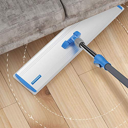 Microfiber Wet Mops 24 in Heavy Duty Flat Floor Mop Adjustable Handle with 4 Washable Mop Clothes - size: 24 IN