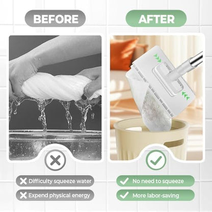 Disposable Dust Mop with Pressure Clamping System, 39 inch Long Handle Wet and Dry Flat Mopping Sweeper Stick with Locking Head & Sweeping Cloths for Multi Surface Floor Cleaning (1 mop+10 Clothes) - color: 1 Mop+10 Clothes