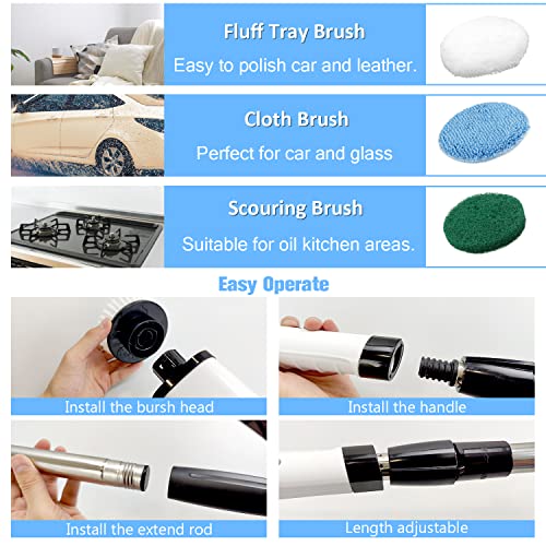 Electric Spin Scrubber, TSGLO 2022 New Cordless Shower Cleaning Brush with 7 Replaceable Brush Heads&Adjustable Extension Long Handle, 360 Power Tub&Tile Scrubber for Bathroom, Glass, Sink, Floor