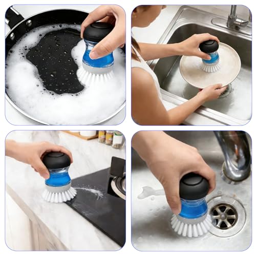 4 Pack Brush Refills for OXO Dish Brush Refill B, Brush Head Replacement OXO Dish Brush Replacement Head（Grey Round） - color: Grey Round