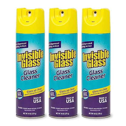 Invisible Glass 91160-3PK Premium Aerosol Glass and Window Foaming Cleaner Spray – Cleans Glass, Windows, Mirrors, Shower Doors, and More – Streak-Free, Ammonia-Free, Tint-Safe – 19 oz (Pack of 3) - size: 19 Ounce (Pack of 3)