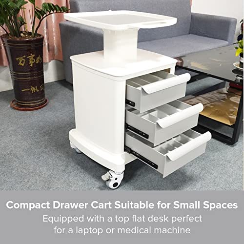 Professional-Grade 3-Drawer Utility Cart on Wheels - Trolley Cart w/ 3 Drawers & Utility Desk - Mobile Storage Cart, Cavitation Machine, Salon Supplies - Max 50kg/110lb Load… - size: 110LB Load / 3 Drawer