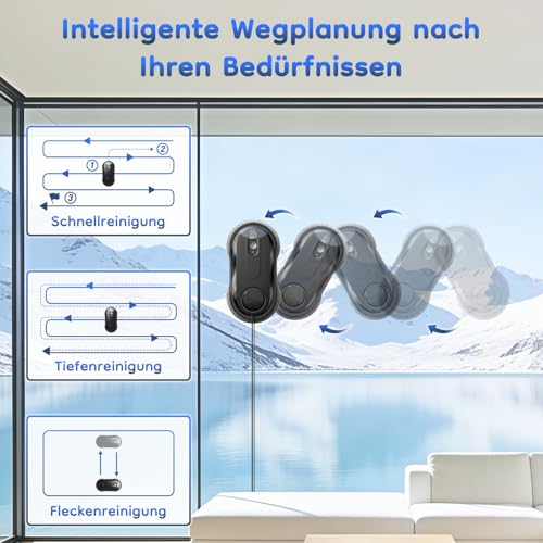 Obito X3 Window Cleaning Robot, Dual Nozzles with Ultrasonic Spray, 5.0 AI Path Planning, Max 3200Pa & Steady-Climbing System, Automatic Edge Detection, Robot Window Cleaner Inside/Outside, Black - color: Black