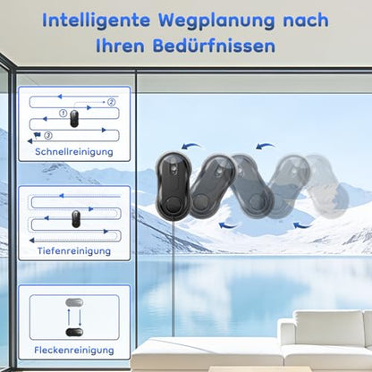Obito X3 Window Cleaning Robot, Dual Nozzles with Ultrasonic Spray, 5.0 AI Path Planning, Max 3200Pa & Steady-Climbing System, Automatic Edge Detection, Robot Window Cleaner Inside/Outside, Black - color: Black