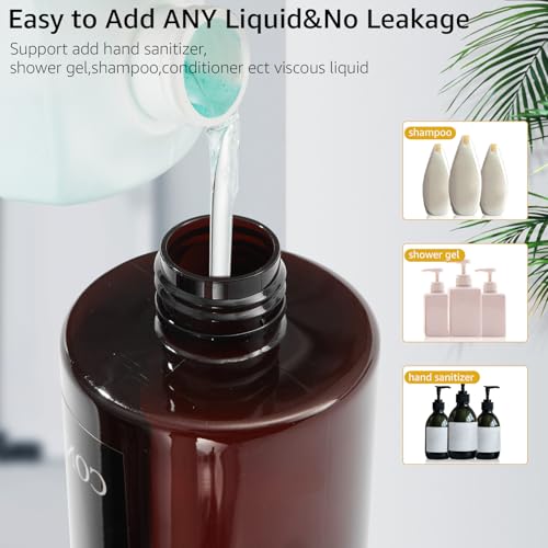 Shampoo and Conditioner Dispenser Set of 3,Shower Soap Dispenser Wall Mounted No Drill,Refillable Shampoo Pump Bottles with Waterproof Labels,Body Wash Dispenser Set for Bathroom,12.85 Oz *3 Chamber