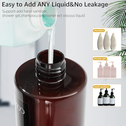 Shampoo and Conditioner Dispenser Set of 3,Shower Soap Dispenser Wall Mounted No Drill,Refillable Shampoo Pump Bottles with Waterproof Labels,Body Wash Dispenser Set for Bathroom,12.85 Oz *3 Chamber