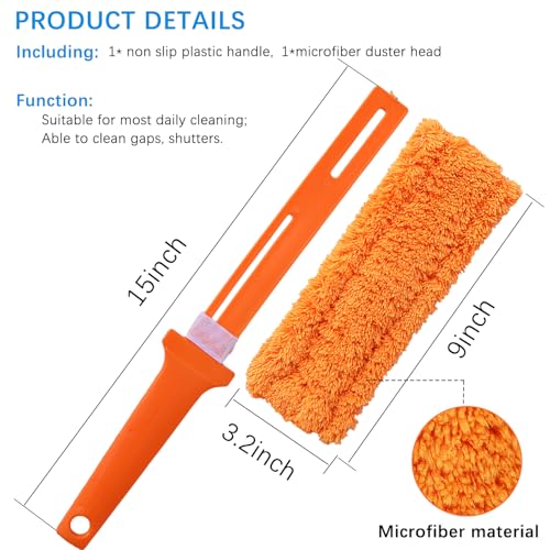 4 Pack 15 inch Reuseable Microfiber Feather Duster, Blind Duster, Gap Duster, Removable and Washable Head, Cleaning Tool for Window, Blind, Car, Wall, Dead Corner Gap, Furniture, Sofa, Screen