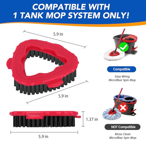 2 Pack Scrub Brush Head for EasyWring 1-Tank System, Hard Bristle Spin Mop Scrub Brush Attachment for Tile, Bathroom, Kitchen, Deck & Floor Cleaning - size: Scrub Brush-1TANK-2PC