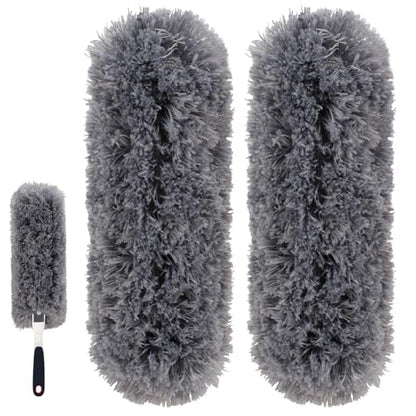 Reusable Microfiber Duster Refills Compatible with OXO & MR.SIGA Duster - Washable Duster for Household Cleaning Dusting Furniture Blind Ceiling Fan - 2Pack Grey (Handle NOT Included - color: Grey 2 Pack