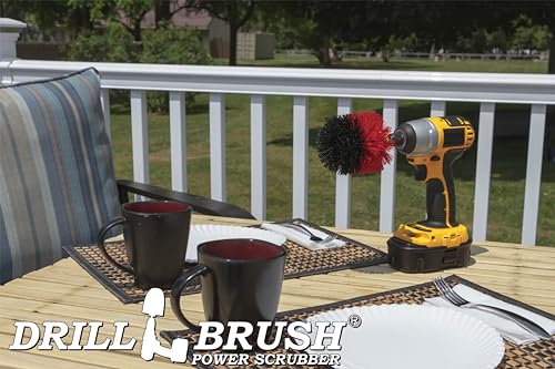 Outdoor Cleaning Supplies - Garden Scrubbing Tool - Patio Scrubbing Brush - Deck Cleaning - Bird Bath Cleaner - Garden Statues - Concrete Scrub Brush - Headstone Restoration Kit - color: Stiff-red