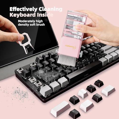 Tassmpitor Keyboard Cleaning Kit, All in 1 Laptop Cleaning Kit for MacBook iPhone iPad Camera Lens Airpods Computer, Compact Keyboard Cleaner with Spray and Brush, Multitool for Electronic Screen - color: Light Pink