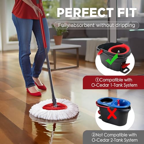 Mop Head Replacement for O-Cedar Easy Wring 1-Tank System，Exovyn Spin Mophead Replacements，Microfiber 12 Pack 360° Swivel Mop Refills，Deep Clean,Easy Cleaning，Machine Washable and Easy to Replace - size: 12 Pack