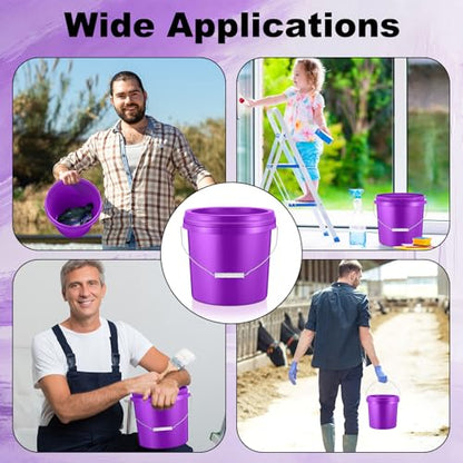 Tioncy 10 Pcs 2 Gallon Plastic Bucket with Lid Heavy Duty 2 Gallon Bucket Pail with Lid Handle for Storage Container Home Household Cleaning (Purple) - color: Purple