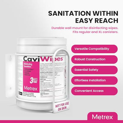 Metrex Wipe Wall Bracket – Wall Mounted Wipes Dispenser, Compatible with CaviWipes, CaviWipes1 & CaviWipes 2.0 Canisters – Durable Holder for Hospitals, Schools & Clinical Settings