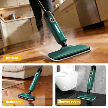 KEROMEE Steam Mop With 2 Washable Pads for Multi-floor Cleaning, High Temperature Steamer Cleaner for Sealed Hard Floors, Hardwood, Tile, Laminate