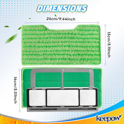 KEEPOW Reusable Microfiber Mop Pads Refills Compatible with Shark VACMOP VM252 VM200 VM401 VM180 VM252GN VC205 VM250 VM190 VM200P12, Upgraded Dirt Chamber for Hard Floor, Blue & Green, 1+1+1+1 Pack - color: 1+1+1+1 Pack(green&blue)
