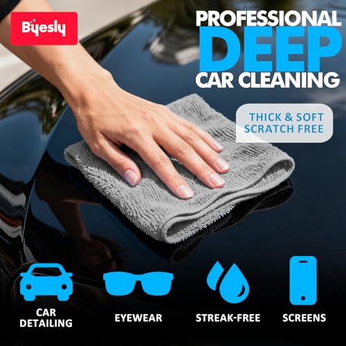 12-Pack Microfiber Cleaning Cloth, 11.5x11.5 Microfiber Towels for Cars, Dishes & House, for Detailers, Chefs & Efficient Home | Scratch-Free, Lint-Free, Ultra Absorbent(Grey) - color: Grey