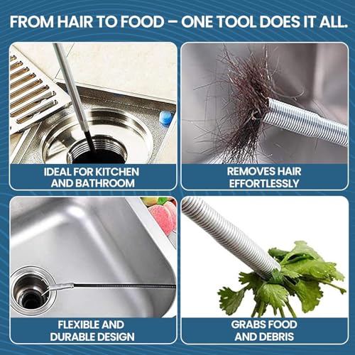 61 Inch Drain Snake Upgraded Ergonomic Grip – Toilet Snake Flexible Grabber Claw for Clog Remover & Pick Up Small Items (63'' Bule Drain Snake) - color: 63'' Bule Drain Snake