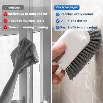 3-in-1 Removable Window Slot Brush,New Window Groove Cleaning Brush, Portable Window Track Cleaner Window Groove Cleaning Brush Tools with Hidden Scraper for Home Window Groove (Yellow-1Set) - color: Yellow-1set