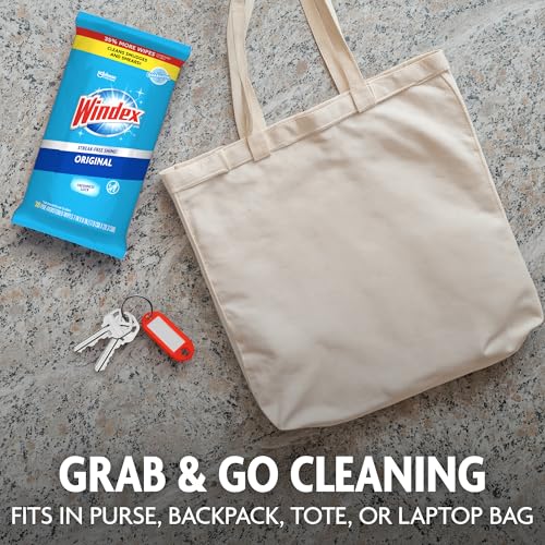 Windex Wipes Glass Cleaning, Pre-Moistened Glass and Surface Wipes to Clean Home Surfaces, Household Essentials, Original Scent, 38 Count (Pack of 6) - size: 38 Count (Pack of 6)