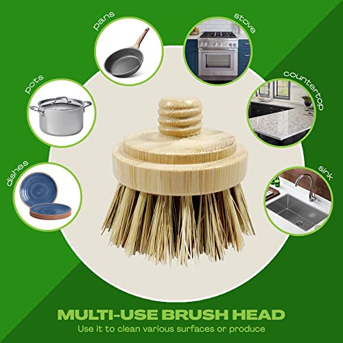 JuneLily Sisal & Coconut Dish Brush Heads Plant-Based Replacement for Washing Dishes Kitchen Bathroom (Coconut Brush Head) - color: Coconut Brush Head