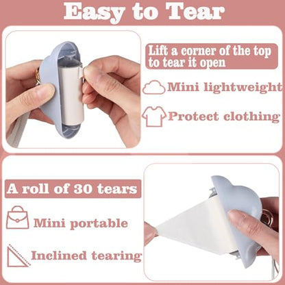 Mini Lint Roller Travel Size, Reusable Pet Hair Remover for Clothes with 150 Refillable Sheets (Blue) - color: Blue