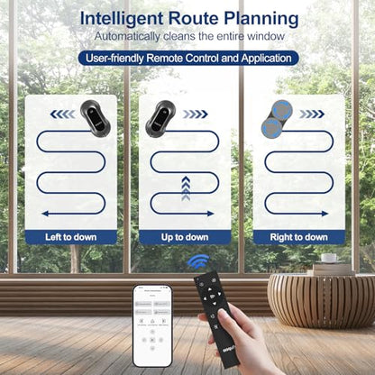 Intelligent Window Cleaning Robot - Electric Window Cleaner with Dual Water Spray, Remote & App Control, Suitable for Interior & Exterior Windows, Includes 12 Cloths, Sliver Grey - color: Sliver Grey